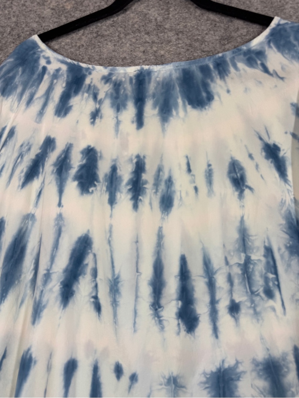 Gypsy 05 Silk Tie Dye Blouse Blue White Medium Boho Resort Top Summer Vacay - Picture 12 of 16